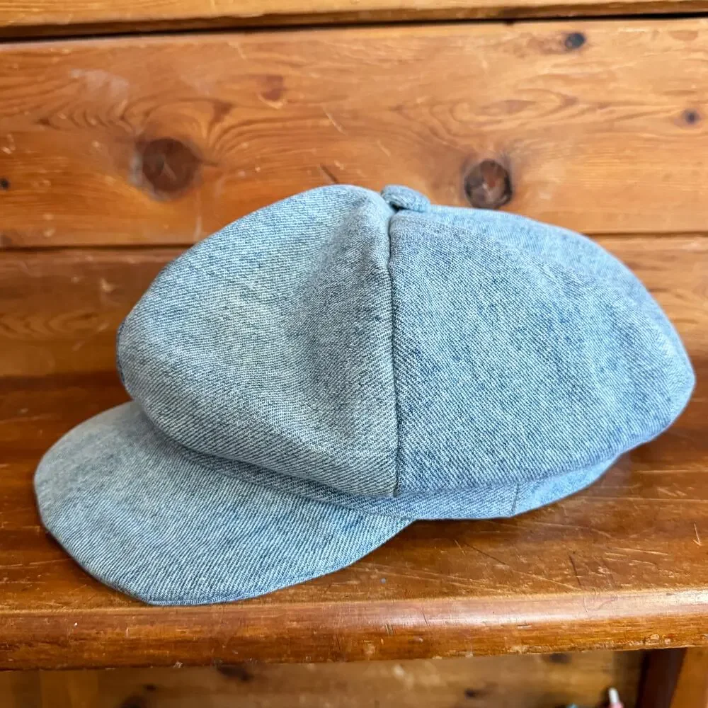 Vintage Y2k Blue Denim Newsboy Cap - Picture 2 of 6